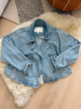 Anthropologie Pilcro Double-Breasted Denim Jacket